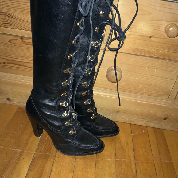 Michael Kors black leather lace up boots - Picture 5 of 6